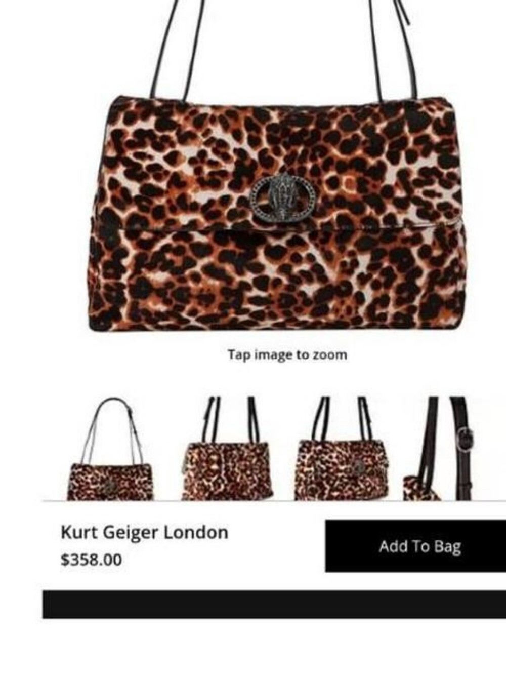 Kurt Geiger London The Chelsea Leopard Print Haircalf Shoulder Bag Buckle - Picture 3 of 8